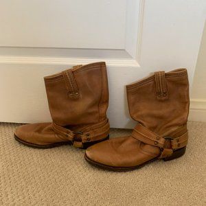 Frye Tan Leather Western Short Boots (9.5)